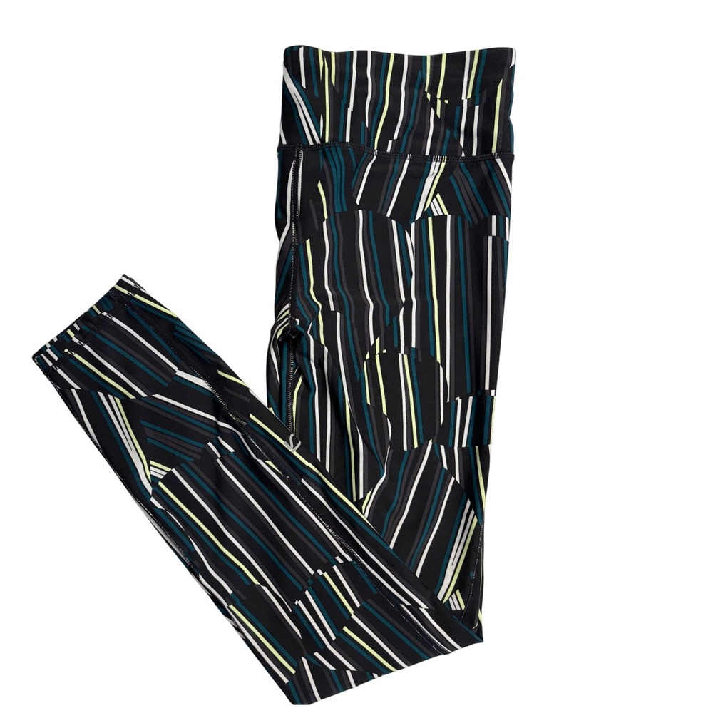 GAP FIT Striped Leggings High Waist Athletic Yoga Pants Stretch Gym Activewear-M